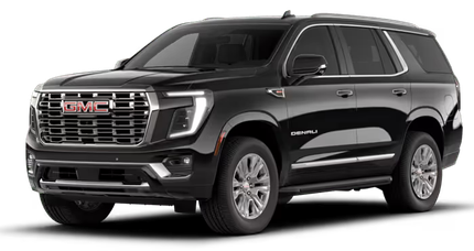 A black gmc yukon is shown on a white background.