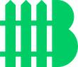 A green fence in the shape of a letter b on a white background.