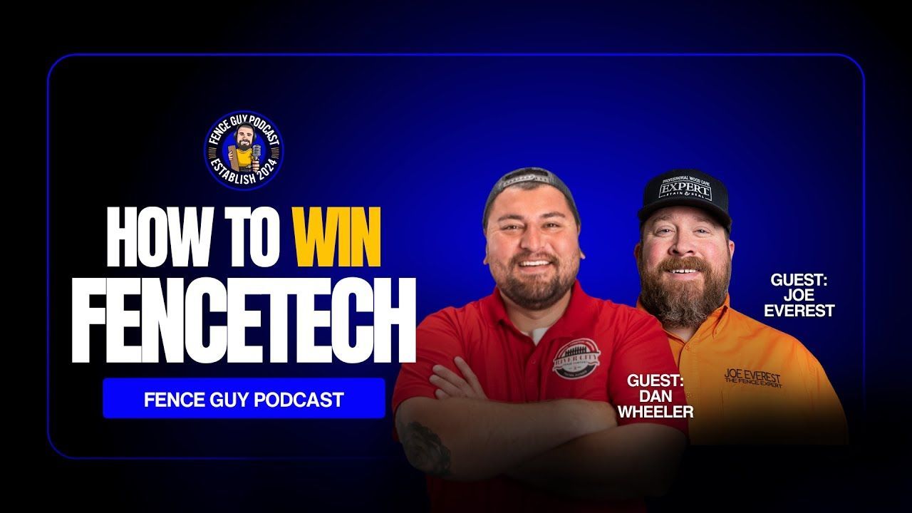 Podcast promotion with two men, text 
