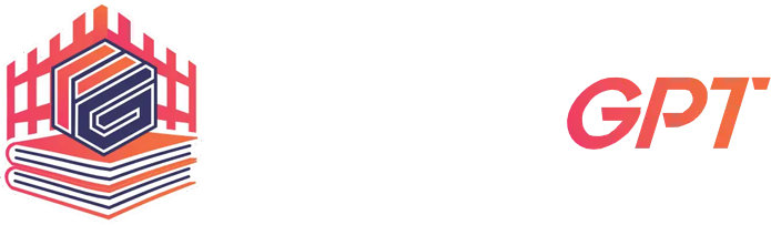 A logo for gpt with a stack of books on top of each other.