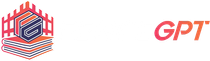 A logo for gpt with a stack of books on top of each other.