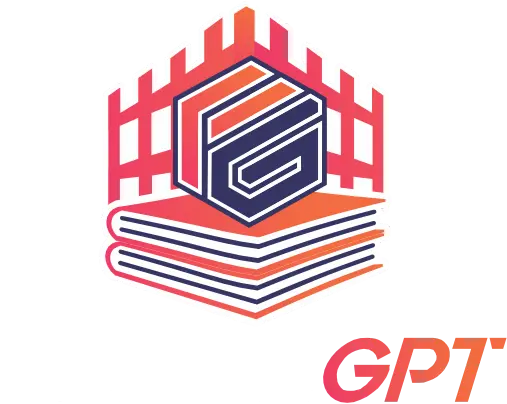 A logo for gpt shows a stack of books and a fence.