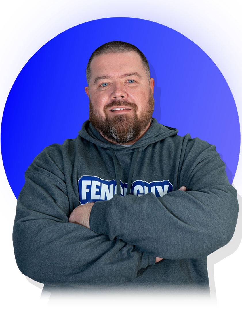 Man with beard wearing a hoodie with 