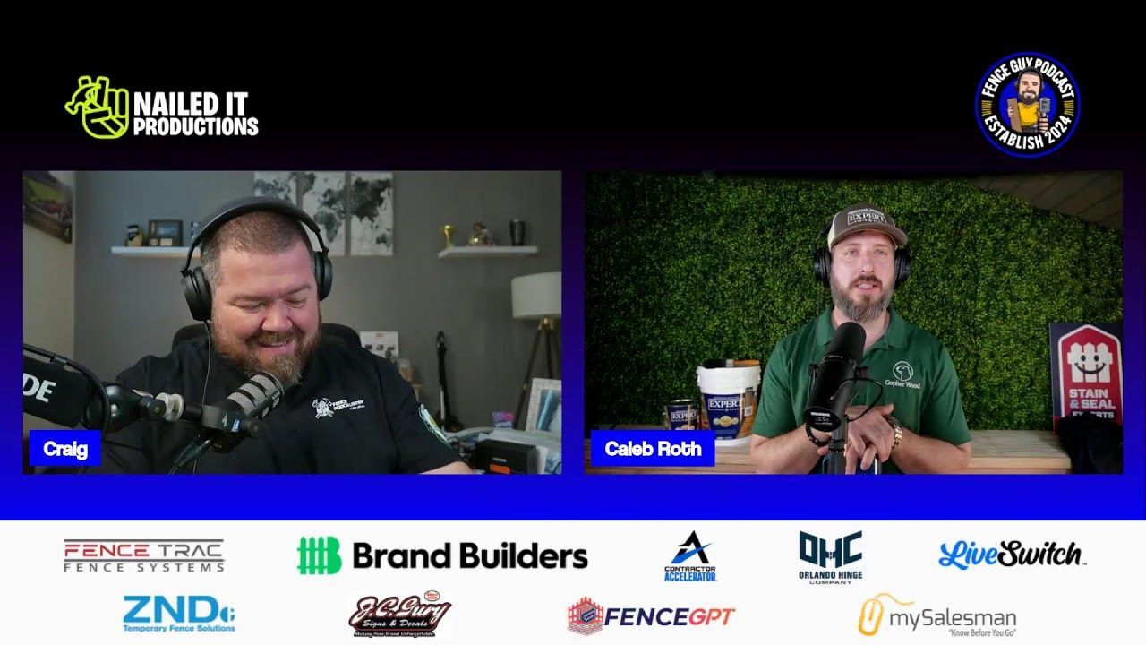 Two men in a podcast. One wears headphones, smiles, and reads. The other speaks into a microphone, wearing a green shirt.