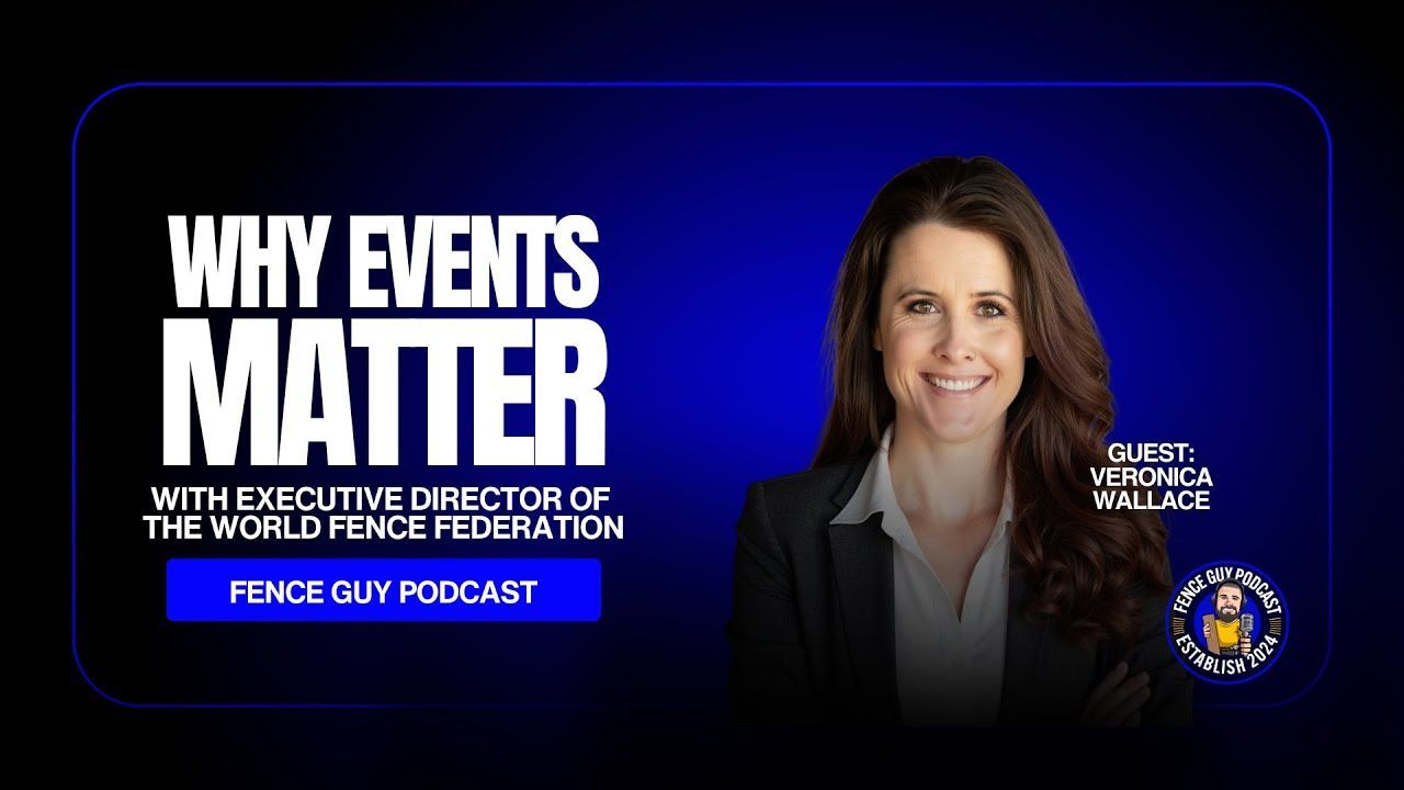 Podcast promo featuring Veronica Wallace. Dark blue background. Text: Why Events Matter.
