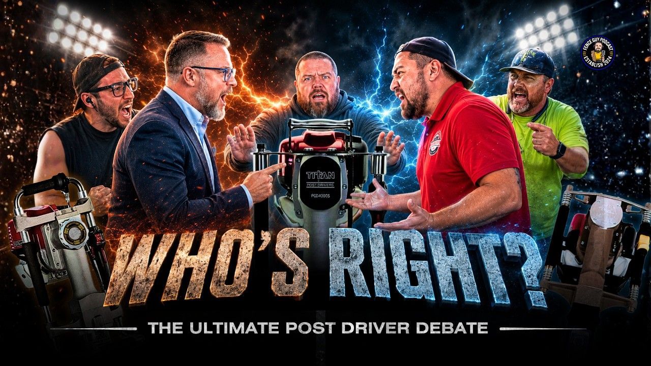 Four men in a sports debate graphic around the text “Who’s Right?” and “The Ultimate Post Driver Debate”