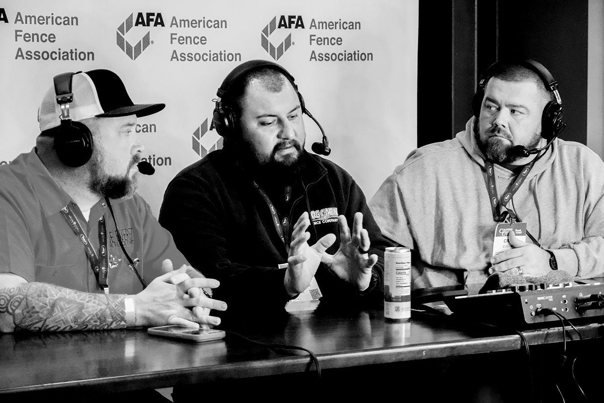 Three men at a table with microphones, possibly recording a podcast. A banner with the AFA logo is visible.