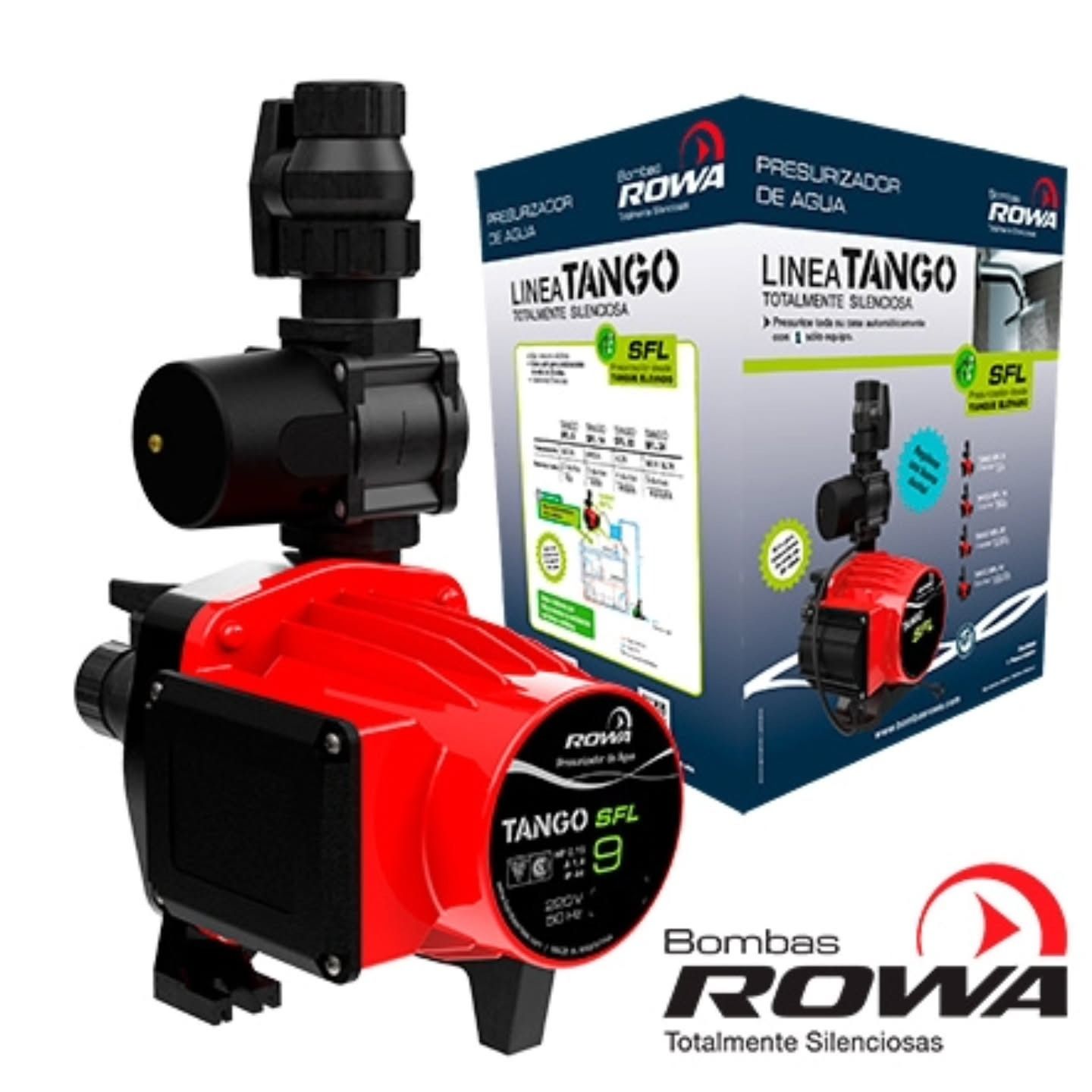 Una bomba presurizadora de agua Rowa Tango SFL 9 de color rojo