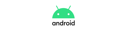 Android logo: Green robot head with antennae and the word