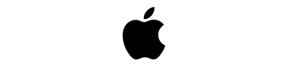 Black silhouette of a bitten apple, the Apple logo.