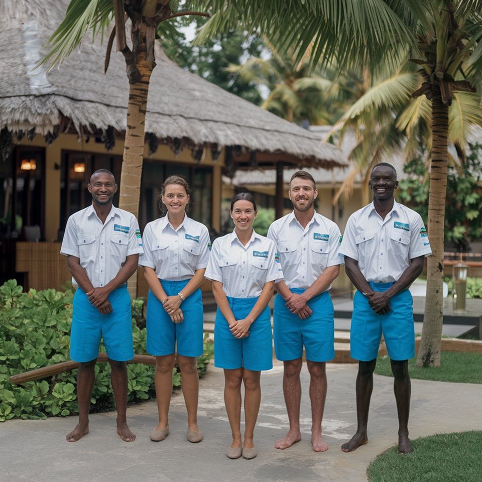 Woman behind counter serves coffee to a customer, smiling. Bar setting.