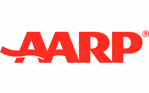 Red AARP logo: bold letters with a flowing line on the left.