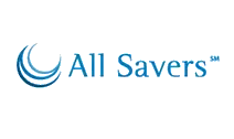 All Savers logo with a blue swirl design to the left of the text.