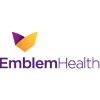 EmblemHealth logo: purple and yellow geometric design above the name in dark blue font.