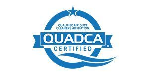 Quadca Certified logo in blue; a star, circle, and banner with the acronym.