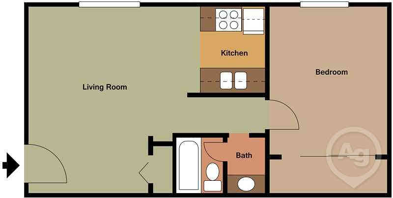 Bella Flora One Bedroom Floor Plan