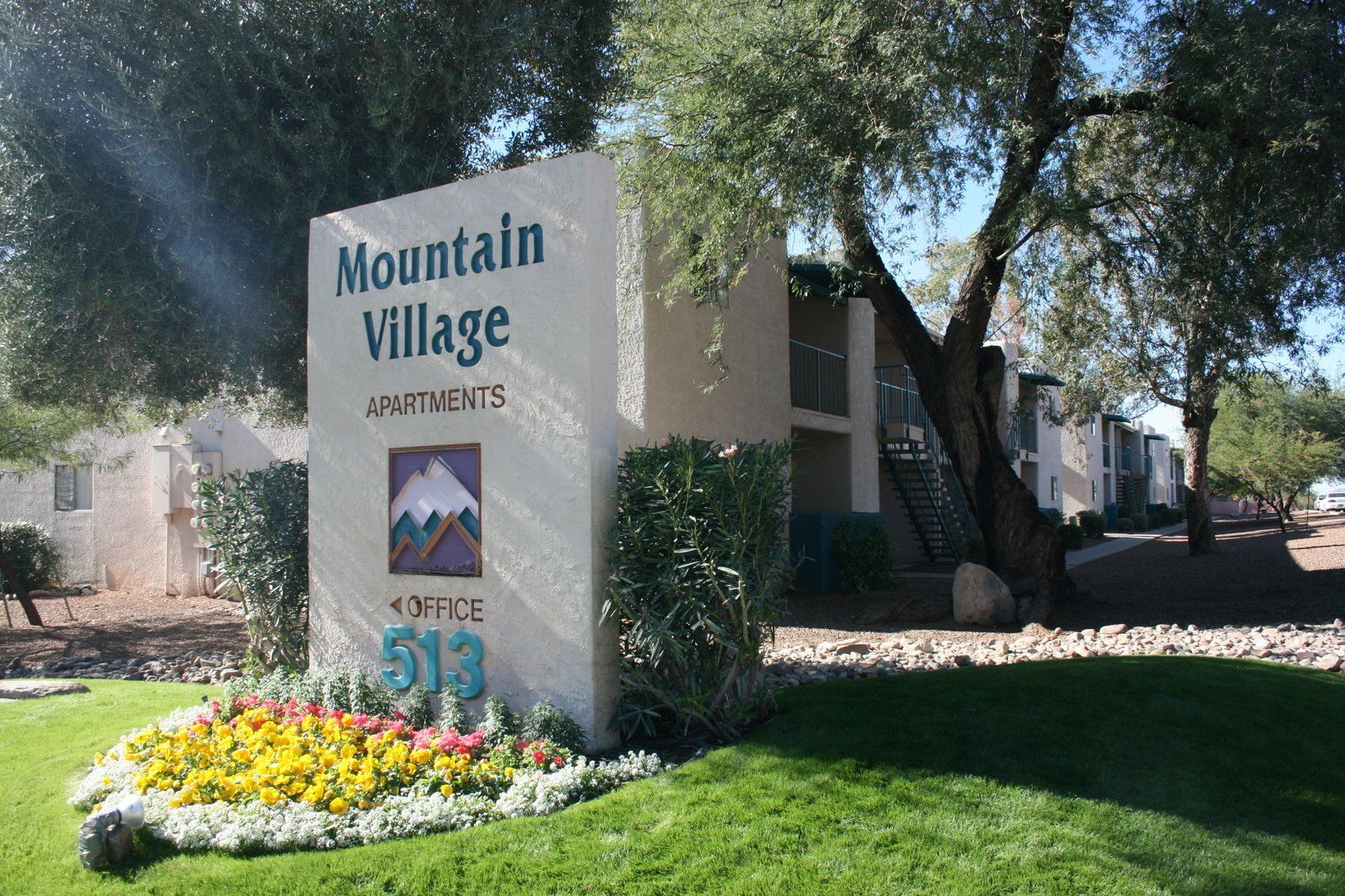 Exterior Photo of Mountain Village Apartments Street Sign