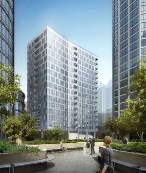 An artist 's impression of a building with a lot of windows