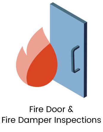 An illustration of a fire door and fire damper inspections.