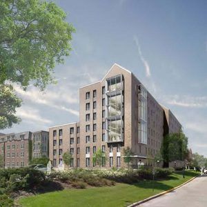 An artist 's impression of a large apartment building