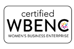 A certified wbenc women 's business enterprise logo on a white background.
