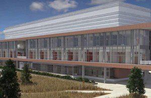 An artist 's impression of a large building with a lot of windows.