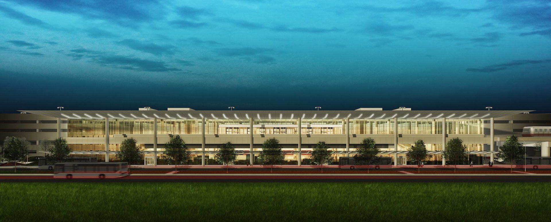 An artist 's impression of a large building at night