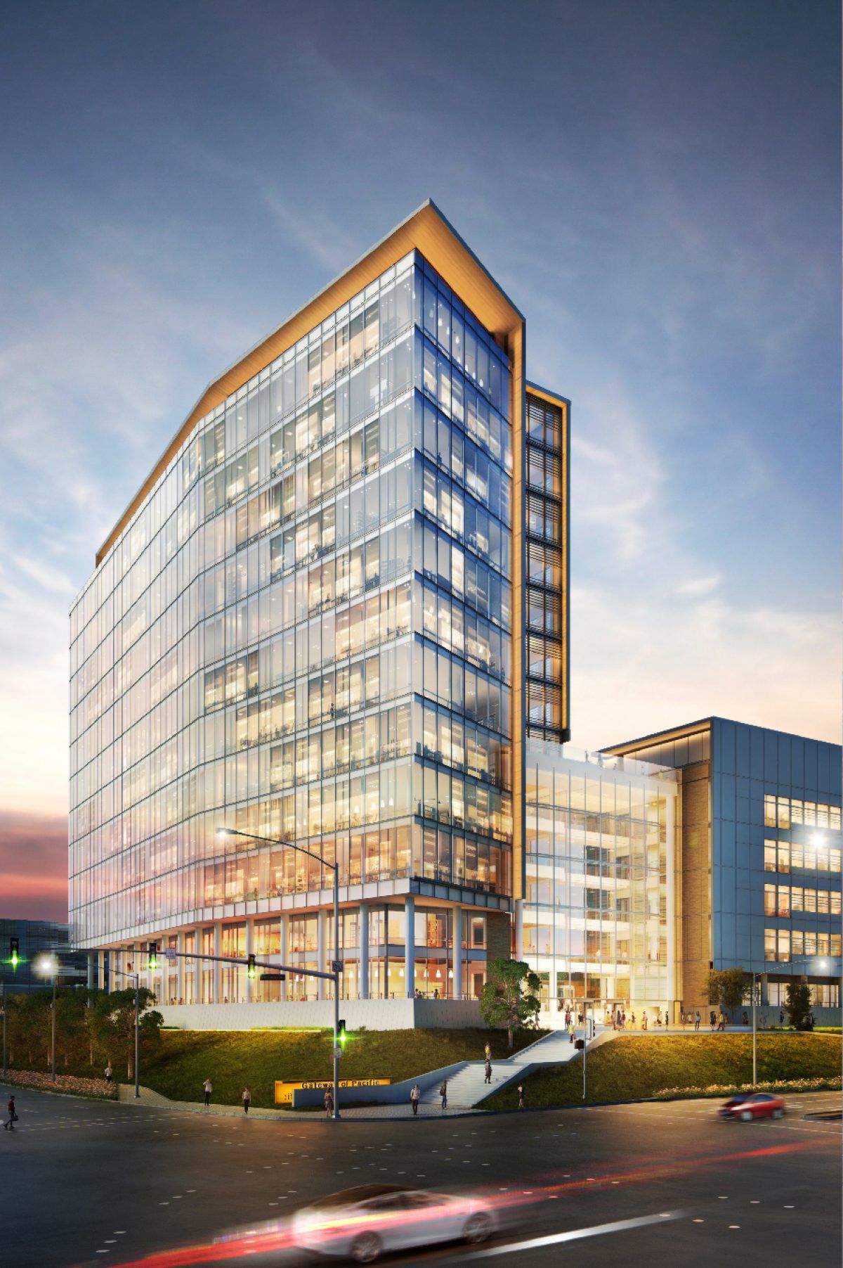 An artist 's impression of a tall building with a lot of windows.