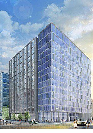 An artist 's impression of a large building with a lot of windows.