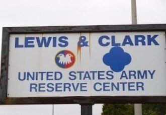 A sign for lewis & clark united states army reserve center