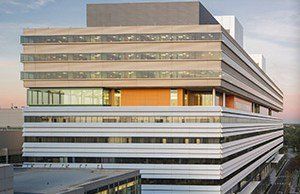 An aerial view of a large building with a lot of windows