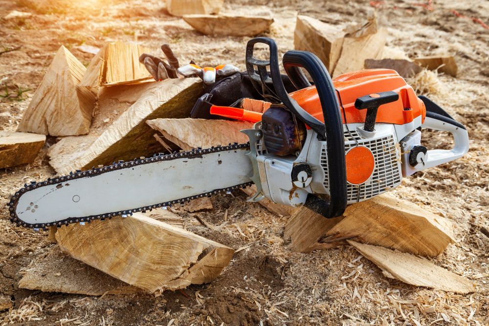 Chainsaw Lying Among Cut Firewood — Stihl Shop Atherton In Mareeba, QLD