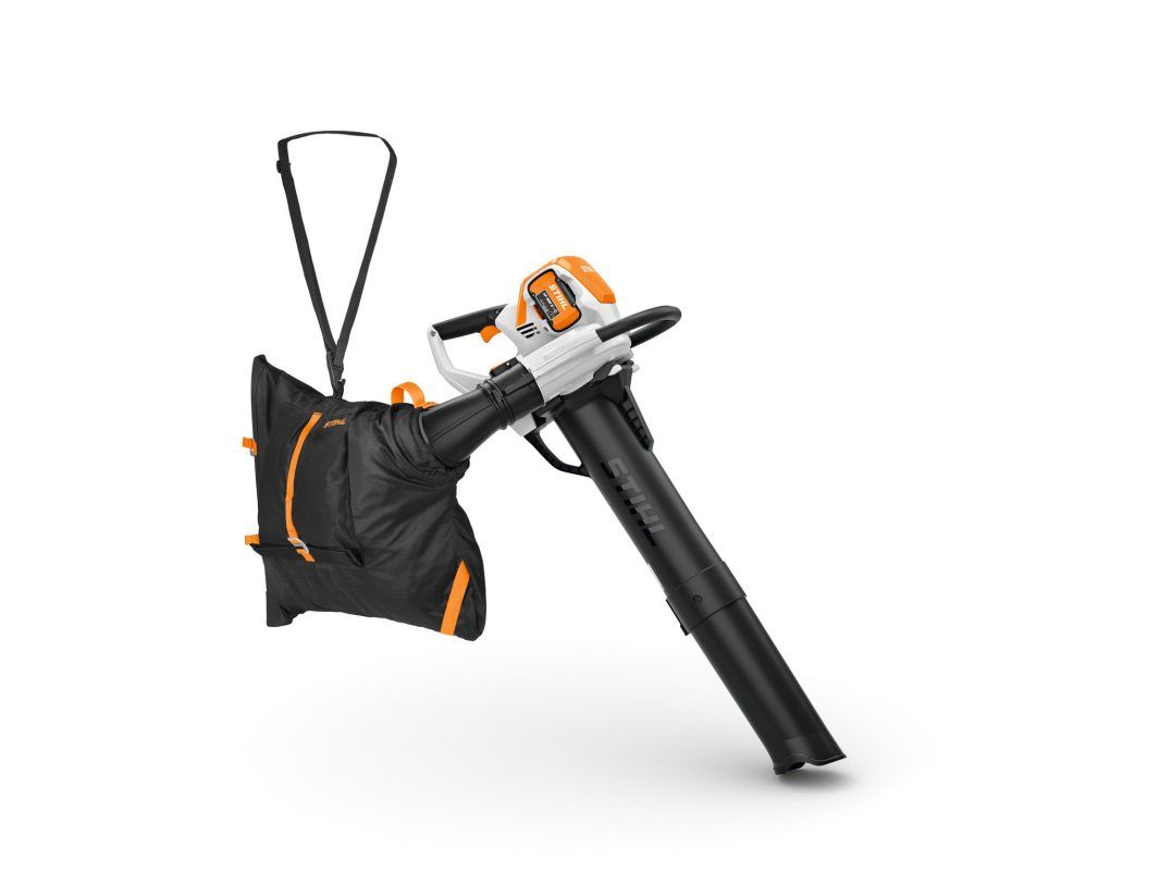 Black and Orange Leaf Blower With Collection Bag — Stihl Shop Atherton In Atherton, QLD