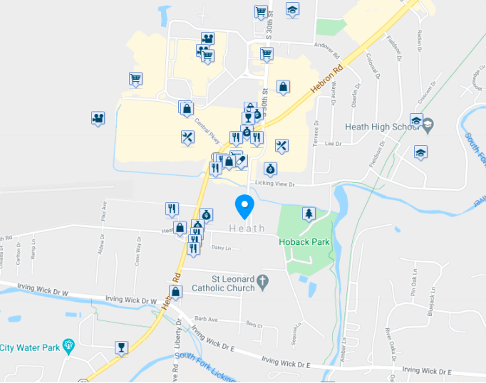Map of things to do in Heath Ohio