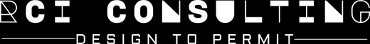 A black and white logo for roi consulting design to permit