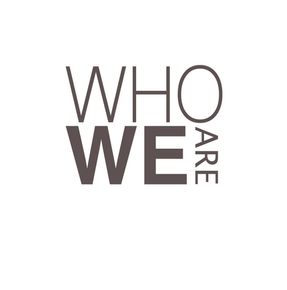 A logo that says `` who are we '' on a white background.