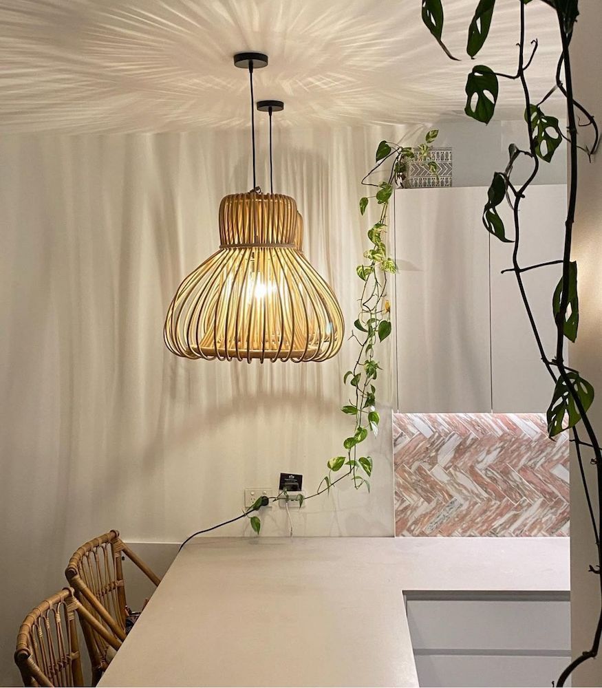 Rattan Lampshade Over a Counter — Brightway Lighting in Lismore, NSW