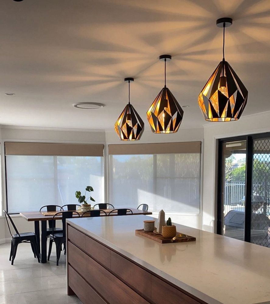 Kitchen With Three Geometric Pendant Lights — Brightway Lighting in Lismore, NSW