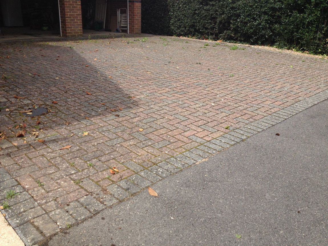 Block paving before cleaning