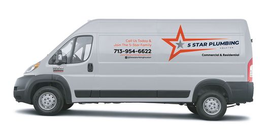 A white utility truck with a star on the back