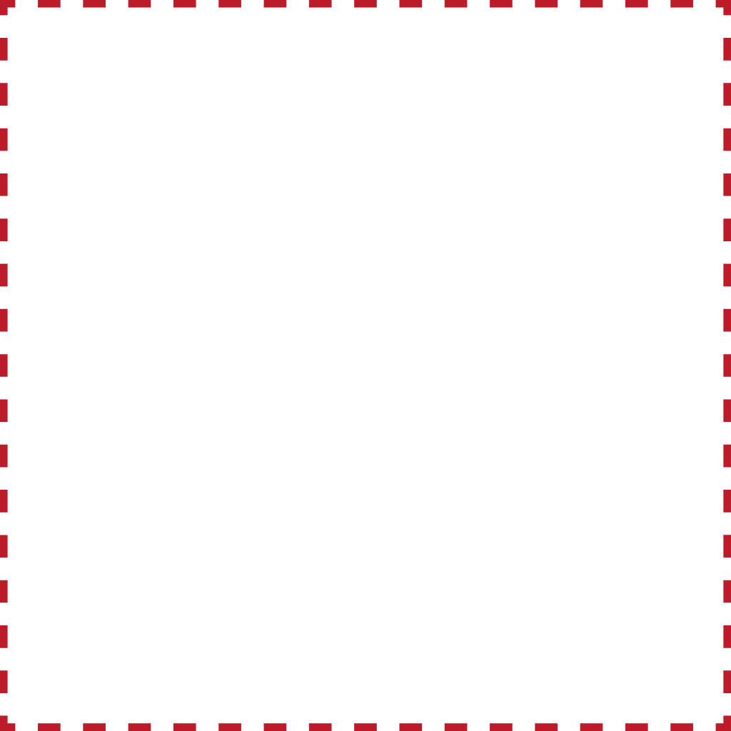 A simple square with a red-and-white dashed border against a white background.