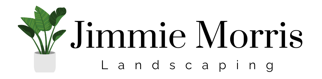 Logo with plant illustration next to the name "Jimmie Morris Landscaping".