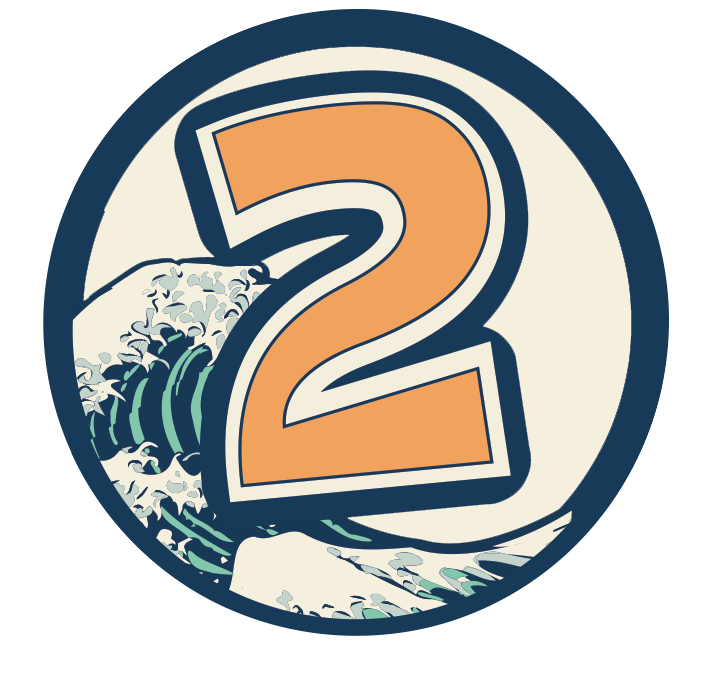 SIGN UP AND SAVE - the number 2 with waves behind it