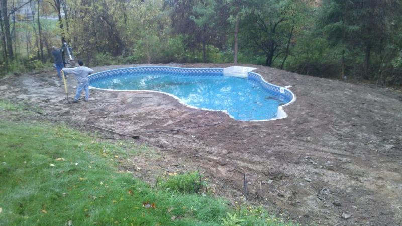 Newly Installed Pool With Tress On The Background — Liverpool, NY — CoolWaters Pool & Spa