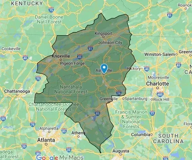 A map of pennsylvania is shown on a google map.