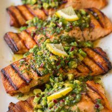 Salmon Steaks from the Pan with Chimichurri