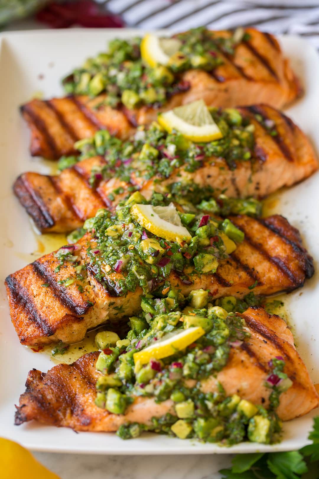 Salmon Steaks from the Pan with Chimichurri