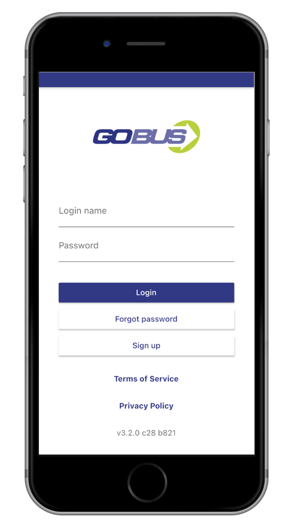 A cell phone with a go bus app on it.