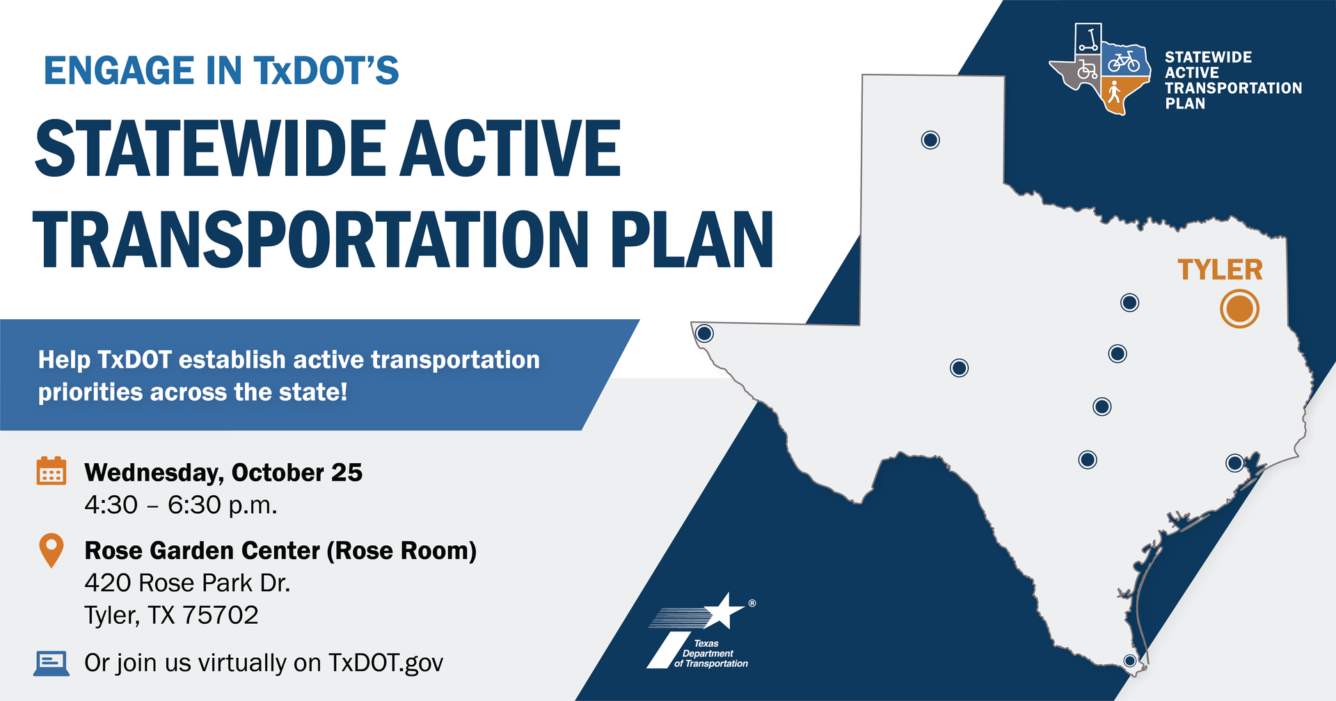 texas map with text overlay statewide active transportation plan