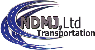 A blue and white logo for ndmj ltd transportation